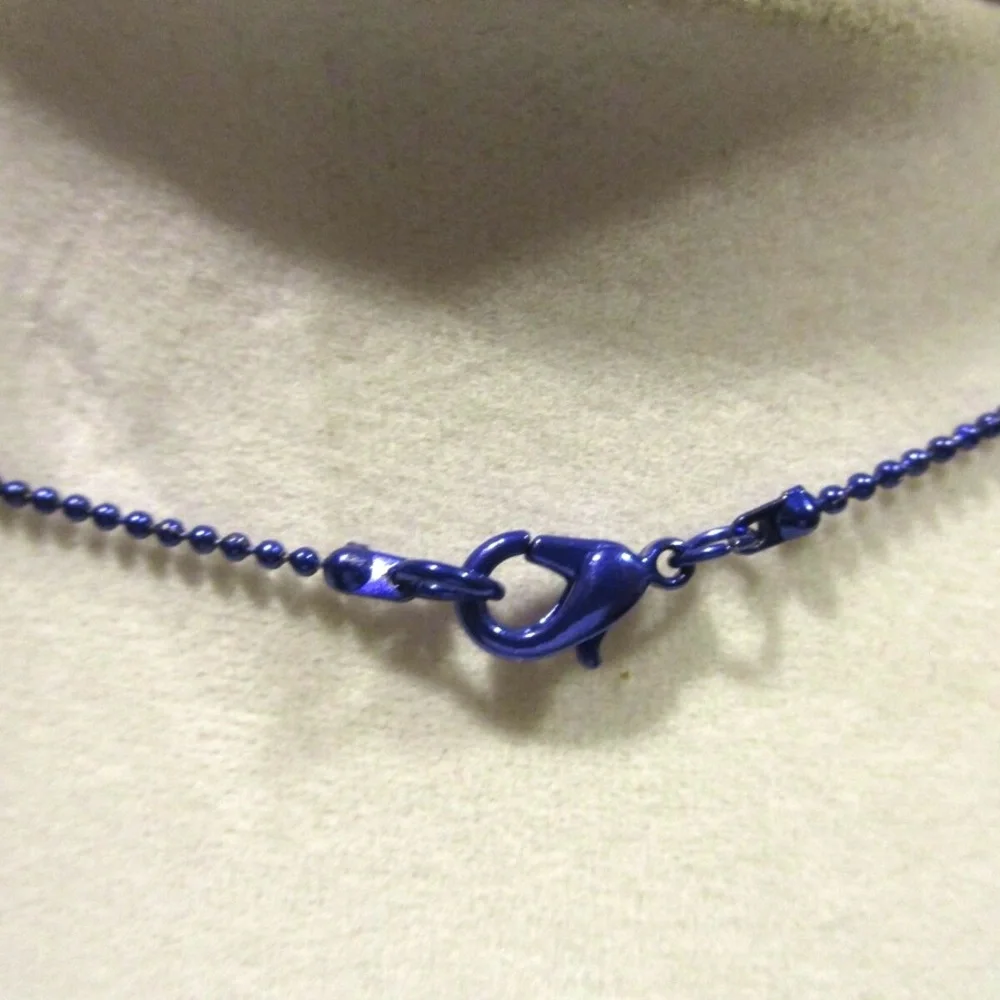 🎅🏻 SALE! Disney Mickey Mouse Head Pendant silver tone Necklace blue Sparkles